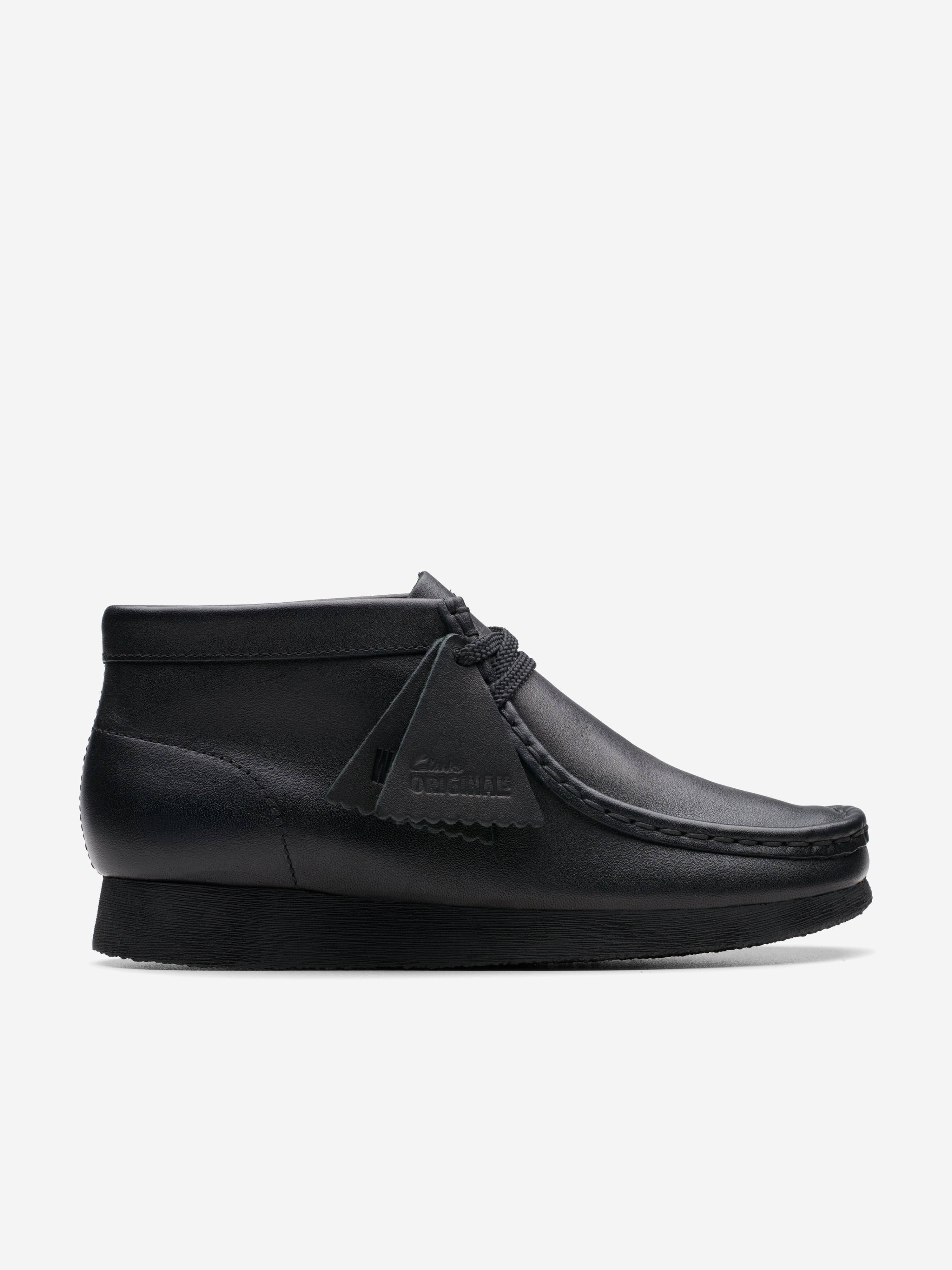 Clarks Kids Leather Wallabee Boots in Black (Wide Fit) - Black / EU 39.5 - UK 6.5 (EU 39.5 - UK 6.5)