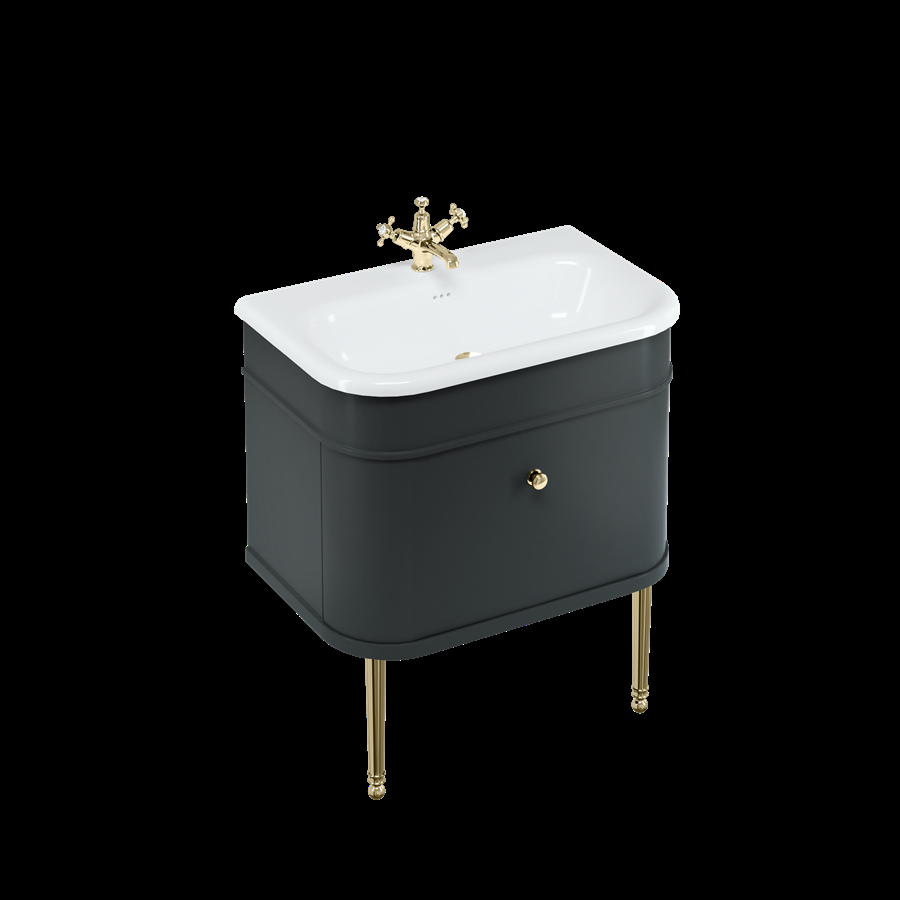 Burlington Kommod Chalfont, 1 Låda (Matt svart/75cm/Möbelben - Guld)
