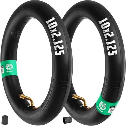 MOOVMOOV - 2 innerslangar 10 x 2,125 med vinklad ventil 70/90 | Kompatibel med uppblåsbara däck 10 x 2,125–10 x 2,25–10 x 2,5 | för skoter, hoverboard, 10-tums cykel, barnvagn.