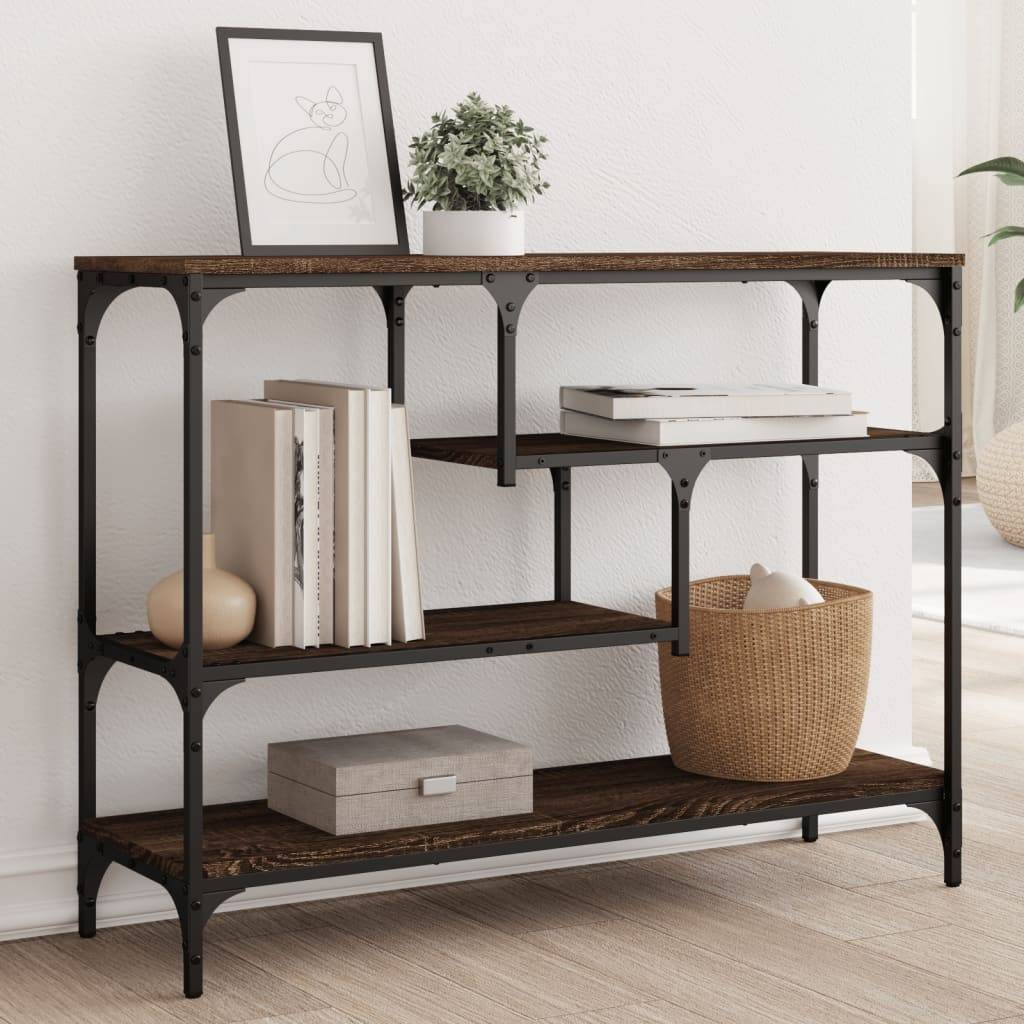 Konsolbord 100x30x75 Cm Konstrueret Træ - Brun eg
