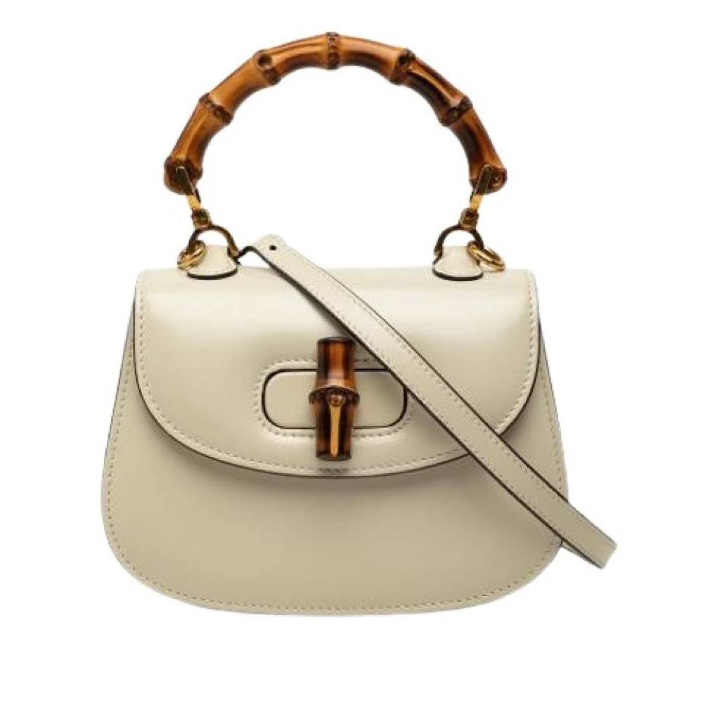 Gucci Vintage Pre-owned Bamboo Top Handle Satchel - Vintage - Dame - Hvid - ONE SIZE - Uld