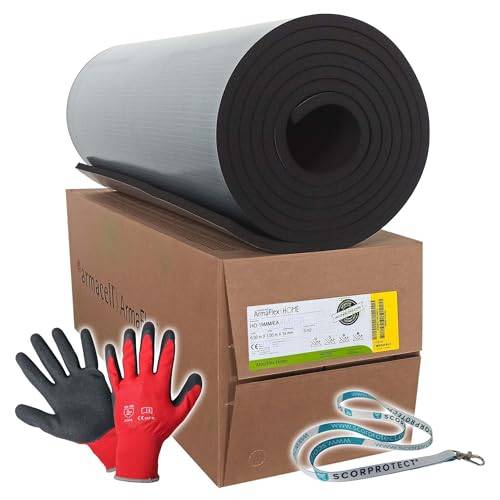 Scorprotect Armaflex Home 19 mm självhäftande | Gummi isoleringsplatta 6 m² | Värme- & ljudisolering för husbil | Camper utrustning | Armacell Home isolering inkl. tillbehör