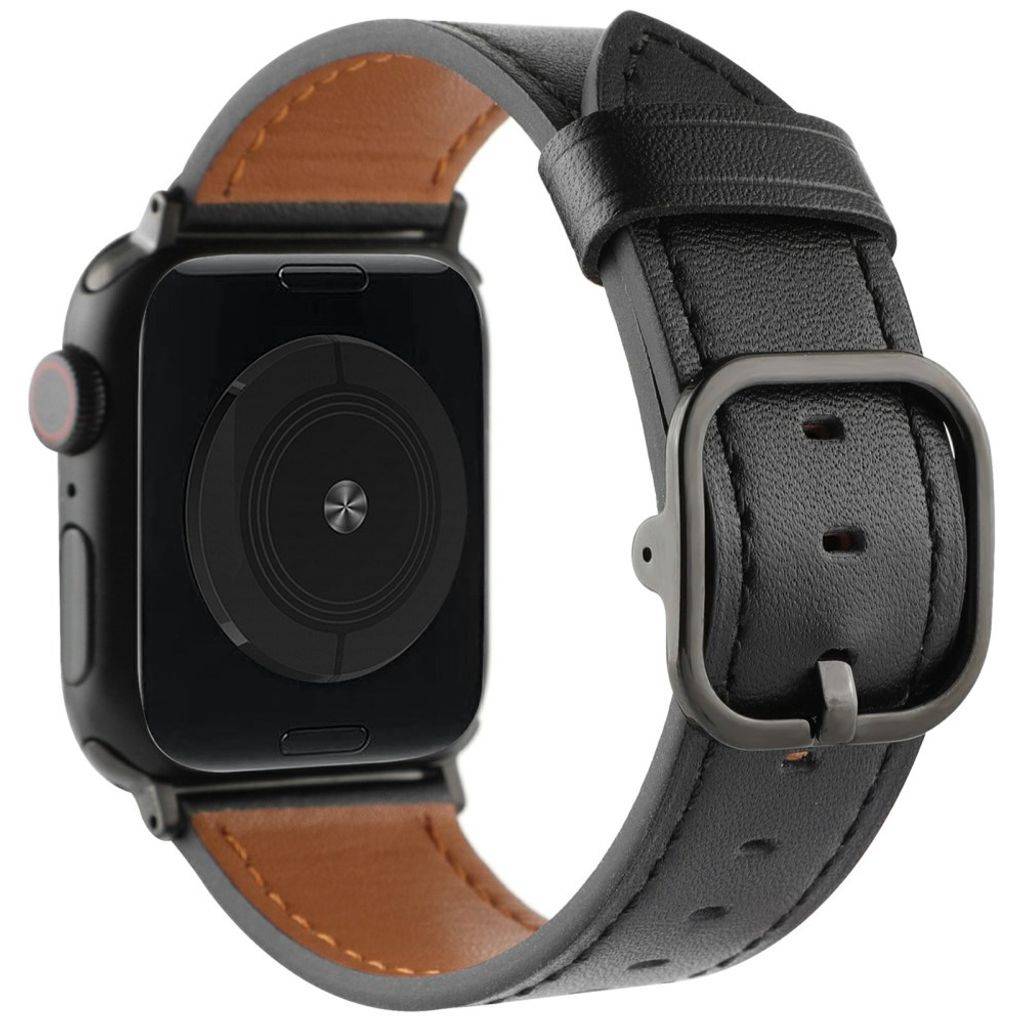 Apple Watch 42/44/46/49mm Urrem i ægte læder – Sort