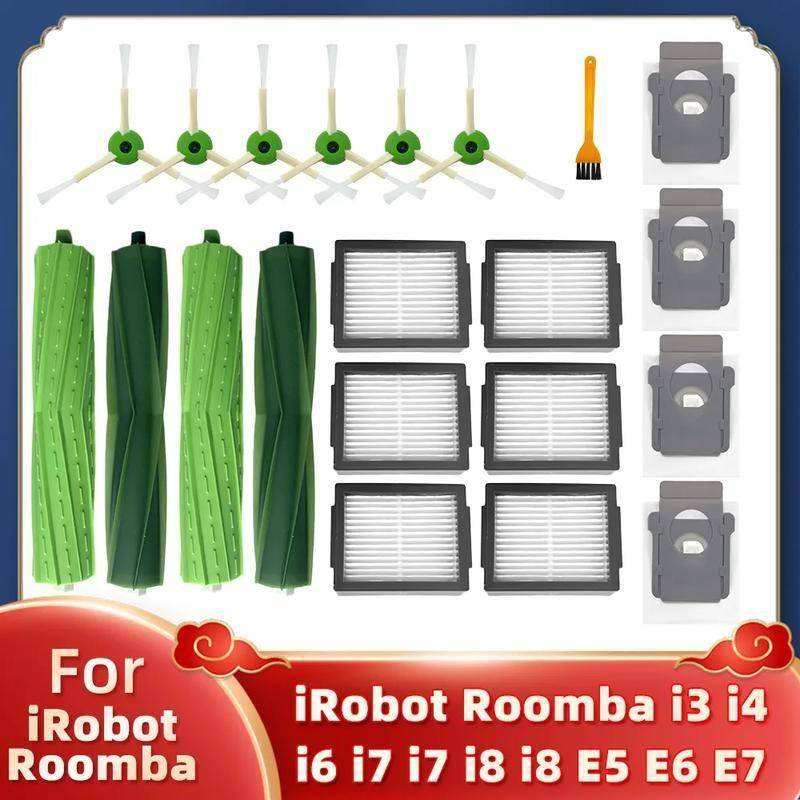 För IRobot Roomba i2 i3 i4 i5 i6 i7 i8 j7 E5 E6 E7 Robotdammsugare Tillbehör Rulle Huvud Sidoborste Filter Dammbehållare Hjul Däck
