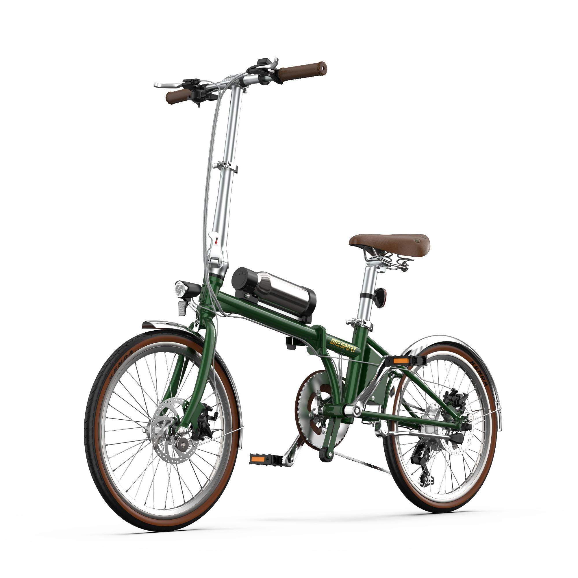 OT02PRO, red/green, 250W motor power, 36V, 5.2AH detachable battery, 20*1.35 inch tires, city road electric bicycle, maximum speed 25KM/H grön