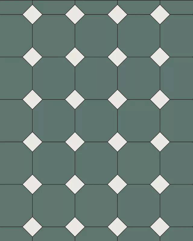 Oktagonklinker - 15 x 15 cm mörkgrön/vit