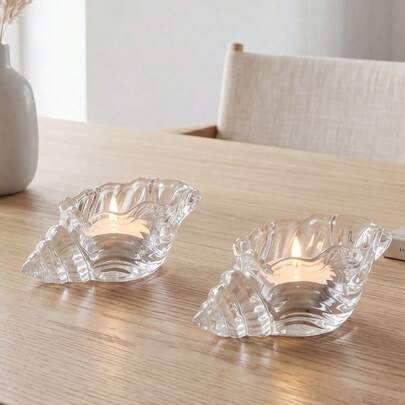 1 st ljus lyxig stil transparent glas snäckskal ljusstake dekorativt tillbehör för romantisk middag med levande ljus fotografering rekvisita - Fågelform