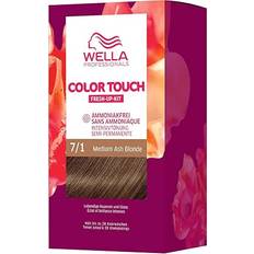 Wella Professionals Color Touch permanent hårfärg utan ammoniak – hårfärg med upp till 50% täckning av grått hår – sats med hårmask – 7/1 medium askblond (130 ml)