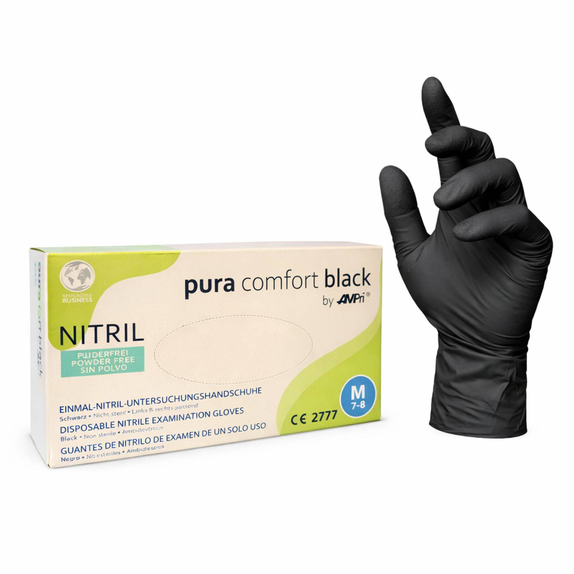 100 stk. Pura Comfort nitrilhandsker - SORTE Størrelse XL.