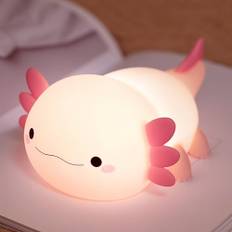 Axolotl nattlampa, söt salamander barnrum av silikon dimbar uppladdningsbar LED-nattlampa med timer, mjuk sängdekoration för småbarn, fantastiska presenter till barn spädbarn