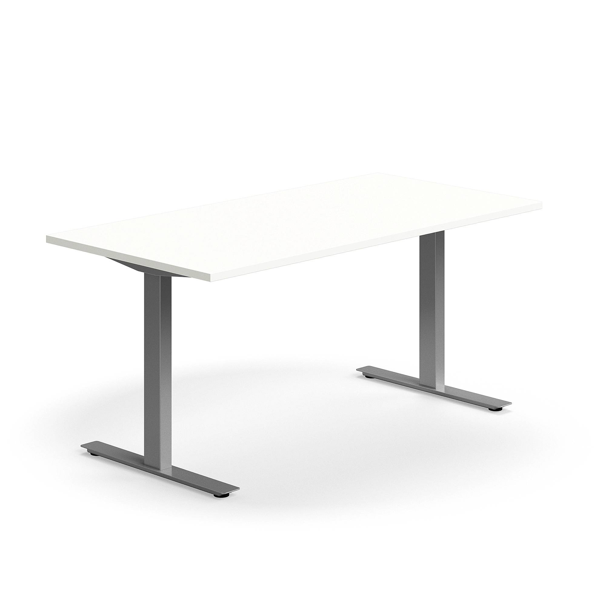 Skrivbord QBUS, T-stativ, 1600x800 mm, silver, vit