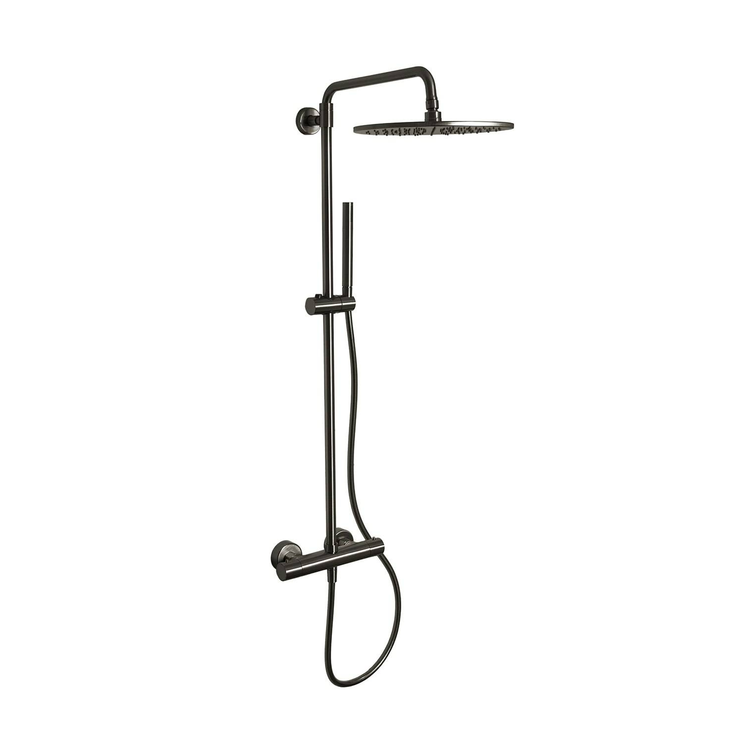 Takduschset LH Turano Ø300 Borstad Svart Krom