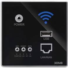 300 mbps 220v power ap relay smart wireless wifi repeater extender wall inb&#xE4;ddad 2.4 ghz routerpanel usb-uttag rj45 - Svart