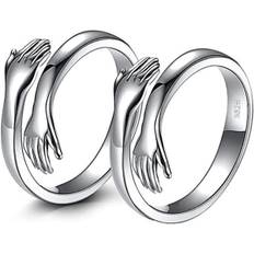 2 stk. Kramringe, 925 Sterling Sølv Kramringe til Kvinder Mænd Piger Elsker Kramme Åben Løfte Ring
