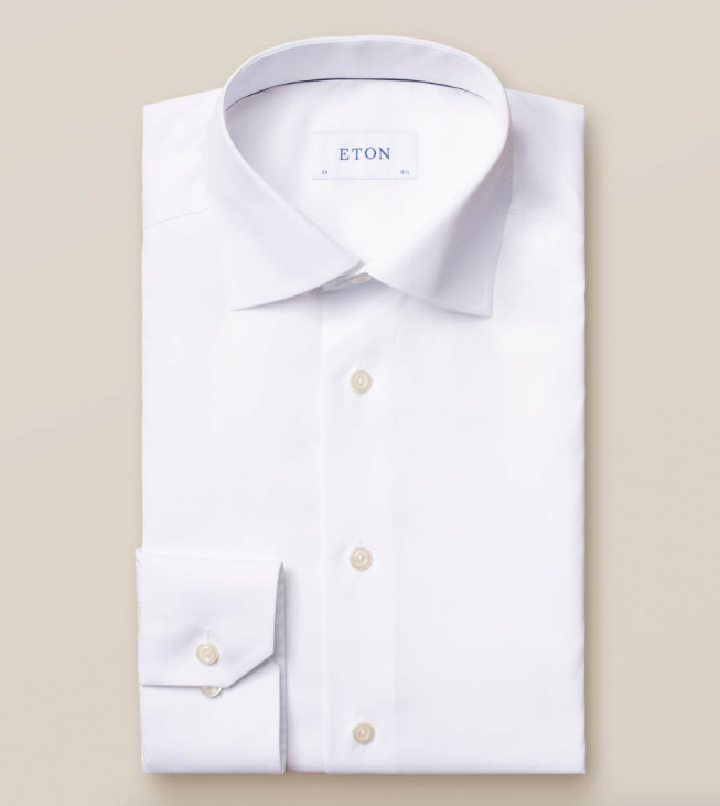 Hvid Eton Skjorte i Twill - Contemporary Fit - 42