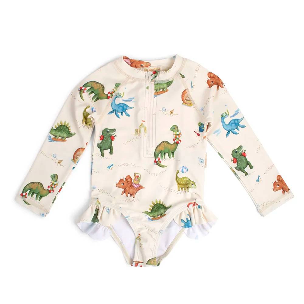 Filibabba Vilje UV-baddräkt 1-2 år - Dino Beach - Beige/Sand