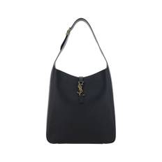 Saint Laurent, Taske, Dame, Sort, ONE SIZE, Uld, Skulder taske i kornet læder med YSL logo
