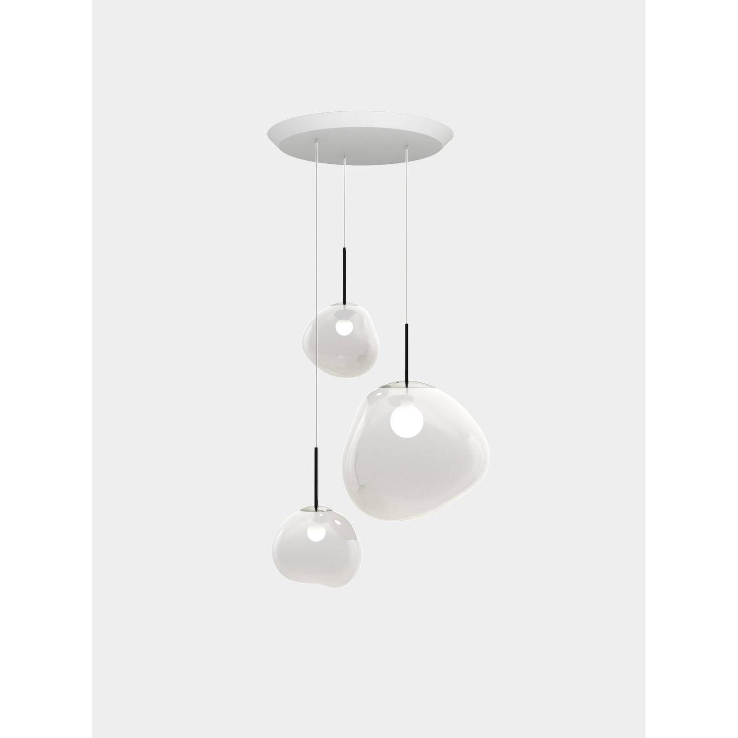 Tom Dixon - Melt Trio Round Pendelsystem Opalescent, Silver