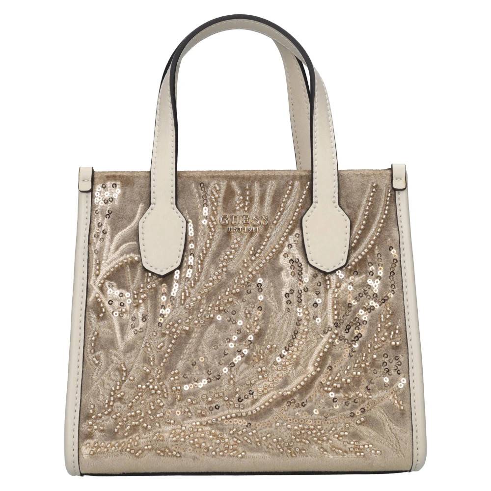 Guess Silvana Velvet Mini Håndtaske - Tasker - Dame - Beige - ONE SIZE - Uld