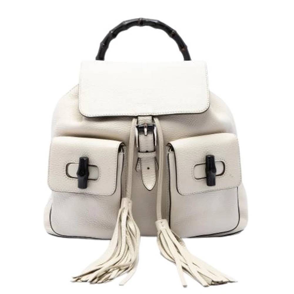 Gucci Vintage Pre-owned Vintage Bamboo Rygsæk - Vintage - Dame - Hvid - ONE SIZE - Uld