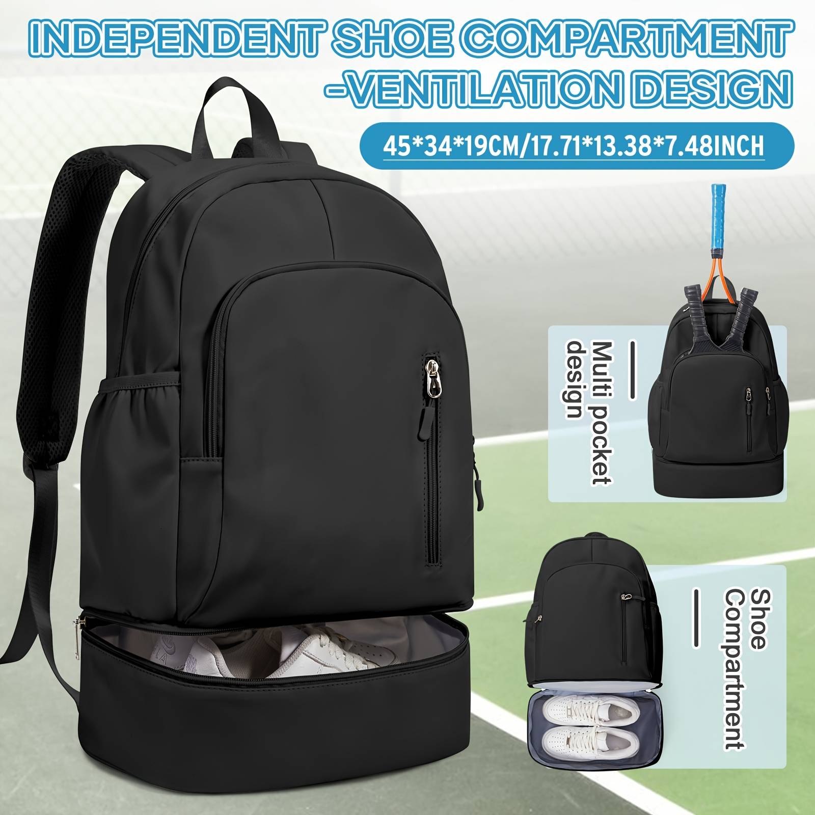 Large Gym Backpack, 60l Sports Duffel Bag, With Shoe Compartment & Wet Pocket For Swimming Basketball