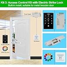 Magnetdörrlås, Utomhus Access Control System Kit Set Vattentät RFID knappsats 125KHz 13,56MHz NFC 180KG Elektriskt magnetiskt lås Strike Locks Dörrtillträdeskontrollsystemsats(Kit3 (Strike Lock))