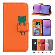 Rostsant Sony Xperia 10 V 5G fodral skinnkänsla PU-läderfodral Sony Xperia 10 V magnetisk stängning skyddande plånbok flip cover stativ skyddande fodral till Sony Xperia 10 V 5G orange groda