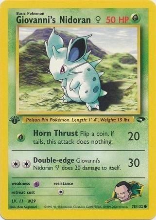 Giovanni's Nidoran ♀ - 75/132 - 1st Edition - Let Brugt (LP).