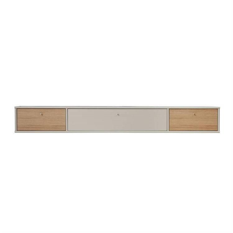 Mistral AV TV-Modul m. Klaplåge og 2 Skuffer Vitpigmenterad ek, lack, beige