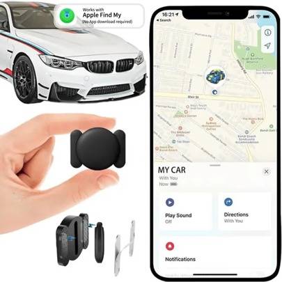 [Mini-bilspårare] Mini dold bilspårningsenhet, Airtag-lokalisering, global GPS-spårare | Ingen månadsavgift, magnetiskt fodral, Air Tracker-tagg med A - Multifärgad (Svart 1st+vit 1st,Vitt ett stycke,Svart ett stycke,Svart 2-pack)