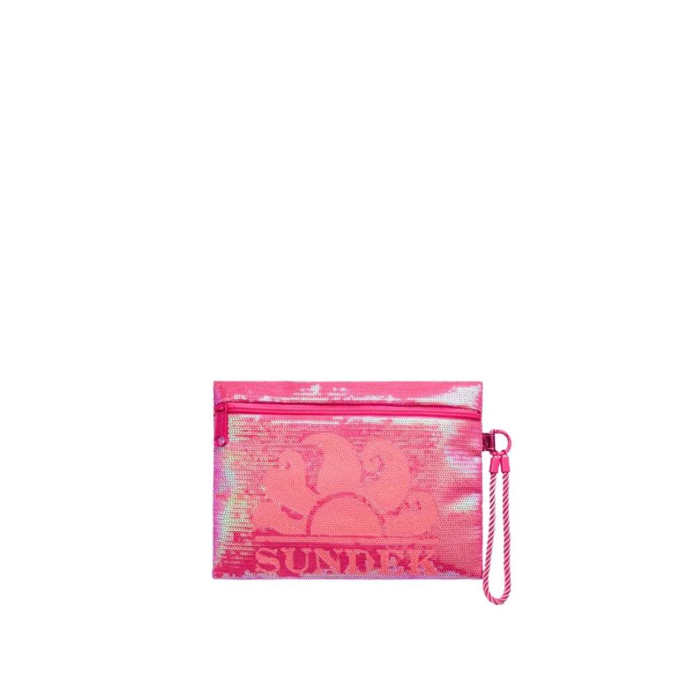 Sundek Clutch med pailletter og rebhåndtag - Tasker - Dame - Lyserød - ONE SIZE -
