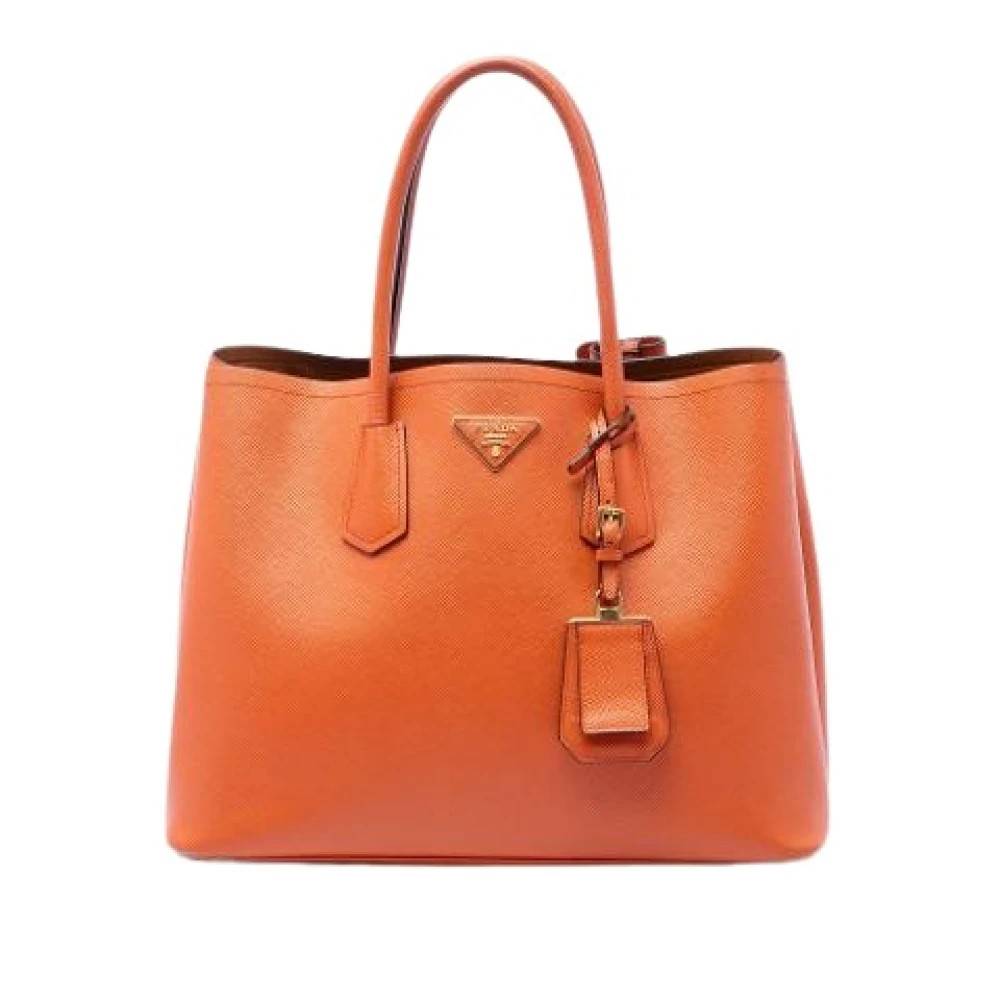 Prada Vintage Pre-owned Saffiano Satchel - Vintage - Dame - Orange - ONE SIZE - Læder