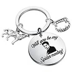 KEYCHIN Twilight film nyckelring Twilight Edward och Bella fans gåvor 'Will You Be My Spindel' apa smycken för vän familj, Spindelapa K-s, stainless steel