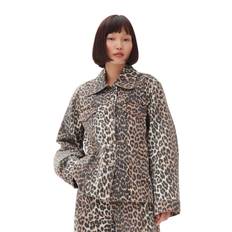 GANNI J1581 LEOPARD PRINTED DENIM JAKKE