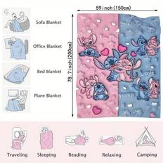 TEMU 1pc Stitch Themed Flannel Blanket - Soft & Cozy Throw For Couch, Bed, Beach, Camping & Outdoor Activities, Perfect Gift For Valentine's Day, Halloween, Thanksgiving, Christmas & Birthdays, Stitch