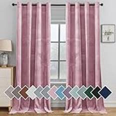 Ystyle Sammetsgardiner om 2 Set, 140 X 245 cm, Gardiner Vardagsrum, Mörkläggningsgardiner, Termiska Gardiner Sammet, Värmeisolerande Gardiner, Gardin Med Öljetter för Vardagsrum Sovrum, Ljusrosa