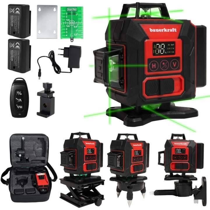 360° 4D Cross Line Green Laser Level, 16 Lines