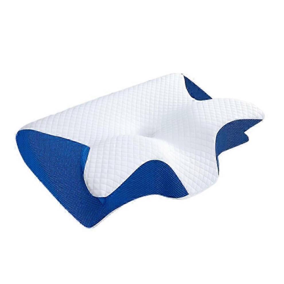 (Blue) Memory Foam Cervical Pillow, 2 in 1 Ergonomic Contour Orthopedic Pillow for Neck Pain, Contoured Support Pillows
