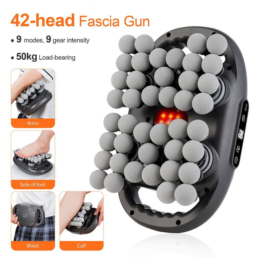 42 Huvuden Fascia-pistol Högfrekvent Vibration Kroppsmassagepistol Rygg- och Midjemassageapparat Nack- och Axelmassageapparat Muskel Masajeador