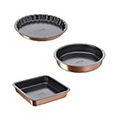 Tefal Airbake Springform 23 cm + lådform kvadratisk 23 cm + tårtform 27 cm, perfekt bakning, non-stick-beläggning, hälsosam matlagning, miljövänlig, diskmaskinssäker, YY4832FA