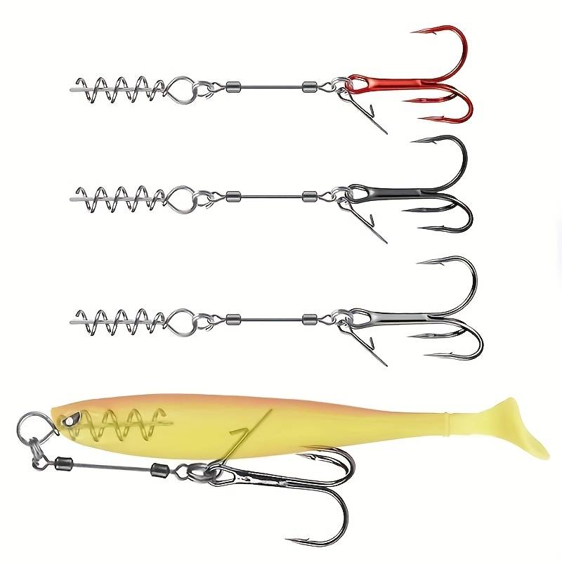 3pcs Fishing high-pitch hook, with spring pin, stainless steel fish hook with soft bait, fishing accessories