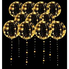 LED Balloner 10 Pak, Lysende Balloner 20 Tommer Klare Helium Bobo Balloner, Glødende Boble Balloner med Lys Kæder til - Perfekt
