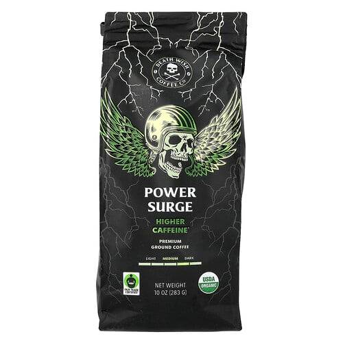 Death Wish Coffee  Power Surge Coffee  Ground  Medium Dark  Higher Caffeine  10 oz (283 g)