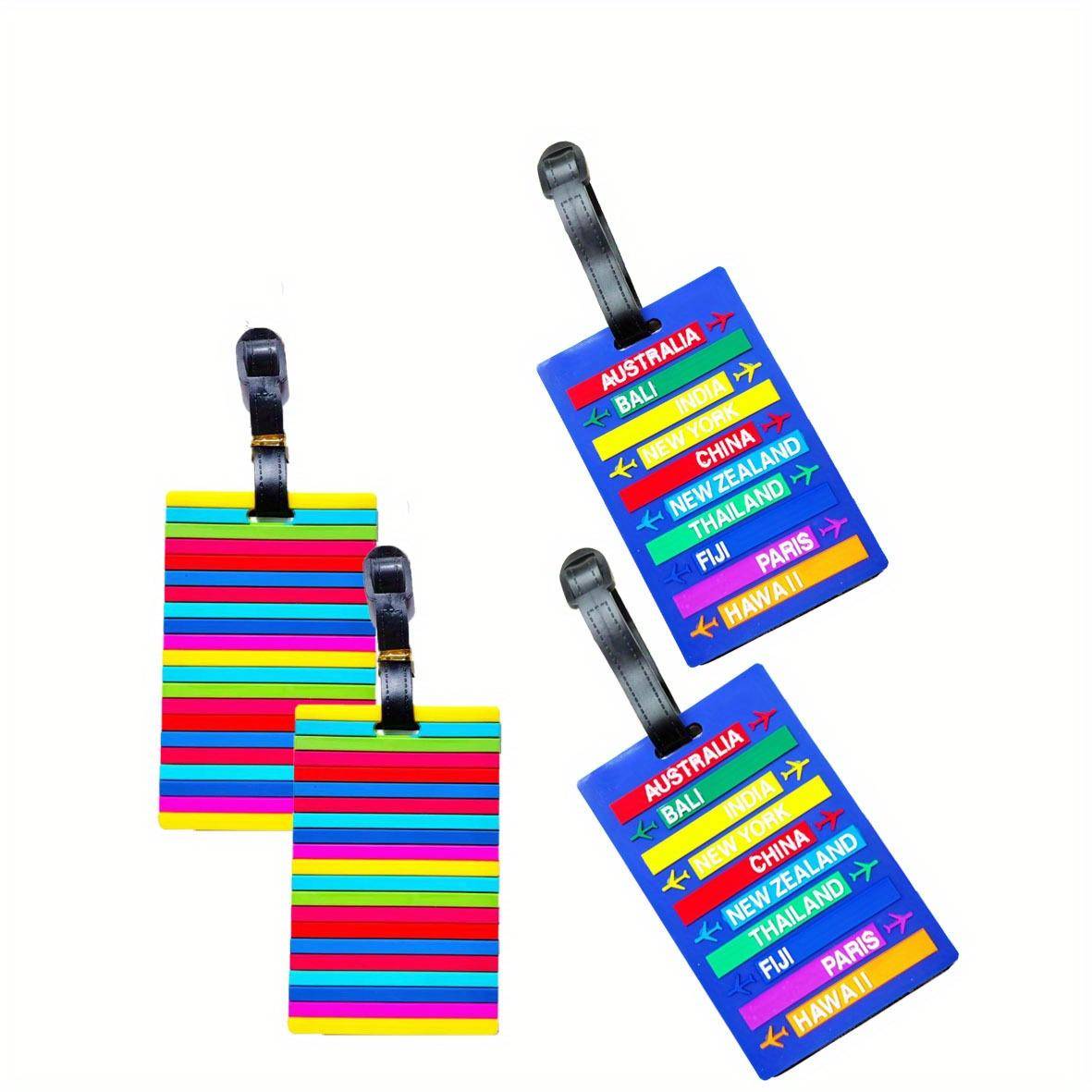 4 Pcs Geometric Pattern Silicone Pvc Soft Rubber Boarding Pass Luggage Check Tag Check Name Anti-loss Small Pendant 4pcs