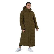 Joan W Long Puffer Jacket Dark Olive, Female, Tøj, jakker, Brun, 36