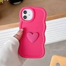 Cute Love Heart Curly Wave Silikontelefonfodral För iPhone 11 12 13 14 15 Pro Max XS XR 7 8 Plus SE Stötsäkert Candy Cover,Rose Red,För iPhone 7,8,SE