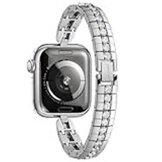 LUXIMAL Kompatibel med Apple Watch armband 38 mm 40 mm 41 mm 44 mm 42 mm, vintage diamantarmband, lyx iWtach-armband kvinna för Apple Watch Series 9 8 7 6 5 4 3 2 1/SE (38 mm 40 mm 41 mm, silver)