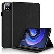 ONETHEFUL Book Cover Fodral för Xiaomi Pad 6 / Xiaomi Pad 6 PRO 11 tum Tablet Skyddande Trädfodral med stativ och PU Läder - Svart