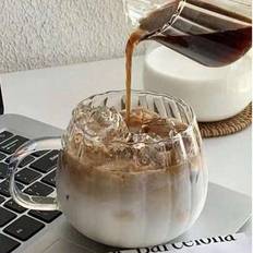 1st 450 ml pumpakopp i glas, kaffekopp, klart glas, frukostkopp, milkshakekopp, juicekopp, mjölkkopp, klar kopp drickskopp, lattekopp, espressokopp, c - Multifärgad (Gyllene sked-1 st,Cup-1 st)