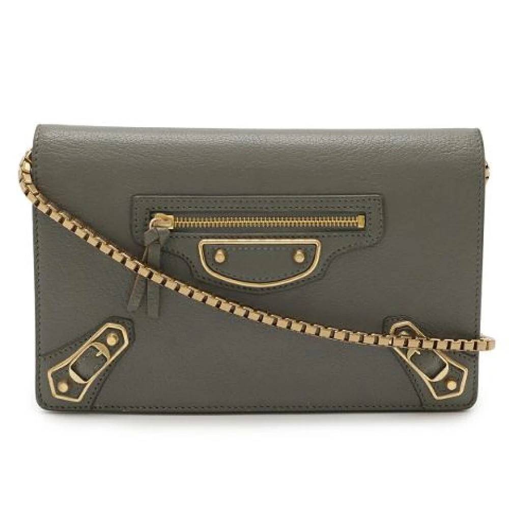 Balenciaga Vintage Pre-owned Læder Crossbody Taske - Vintage - Dame - Grå - ONE SIZE - Læder